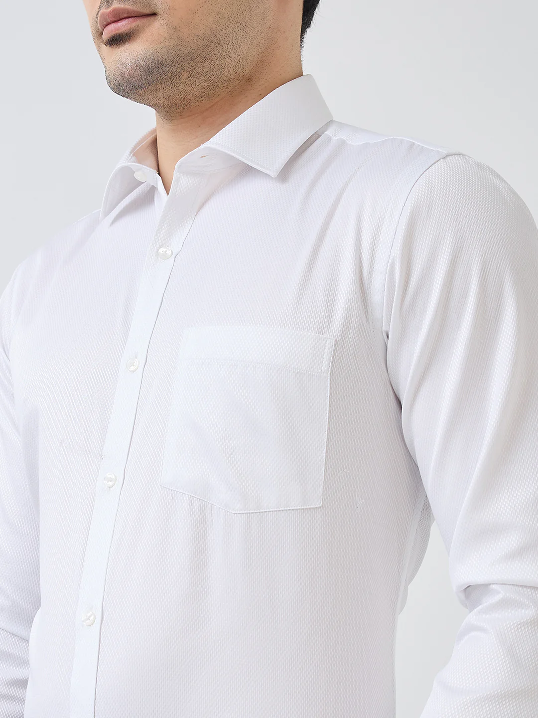 Park Avenue Men White Structure Slim Fit Polyester Blend Formal Shirt - Image 6