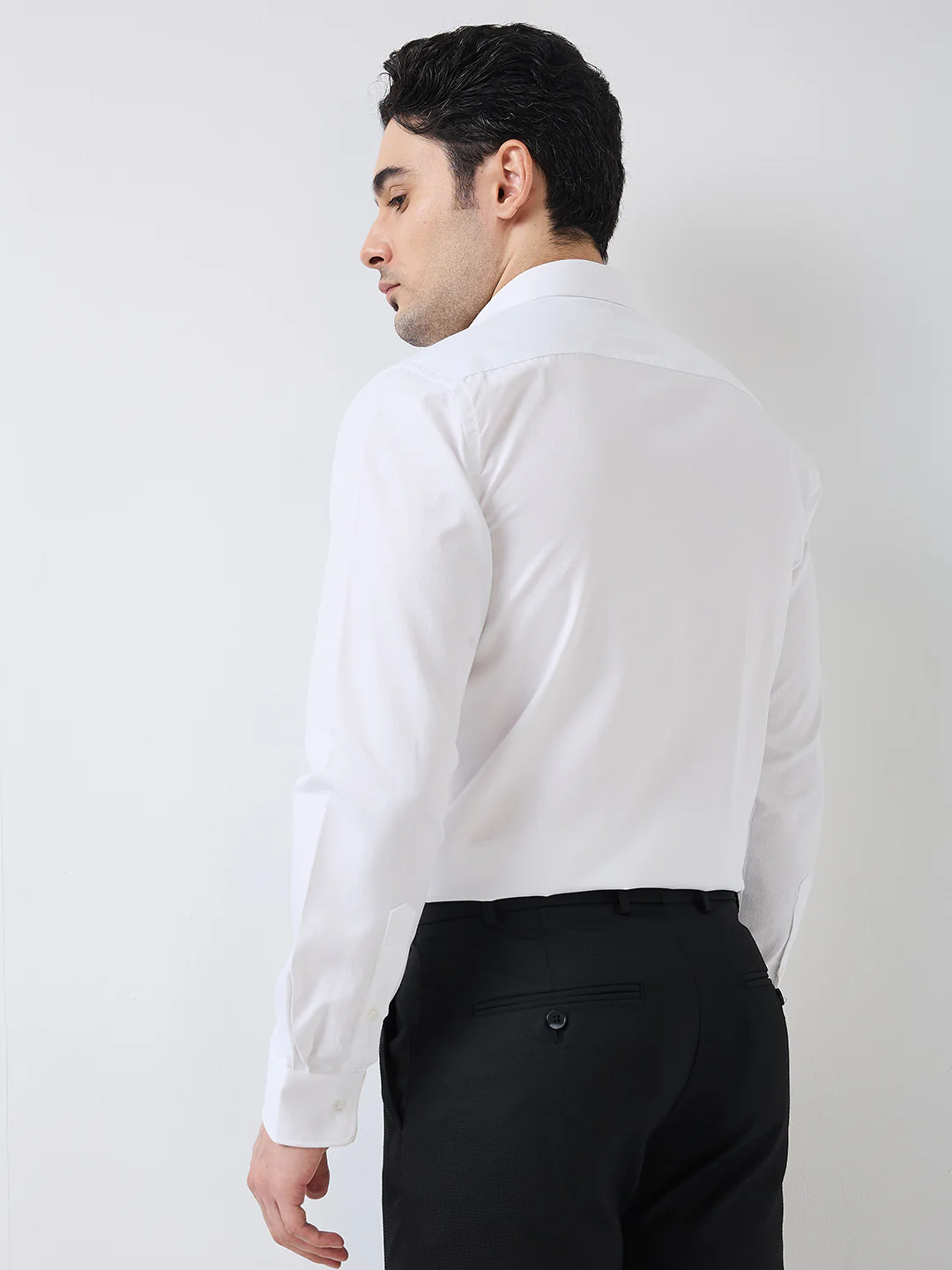 Park Avenue Men White Structure Slim Fit Polyester Blend Shirt - Image 5