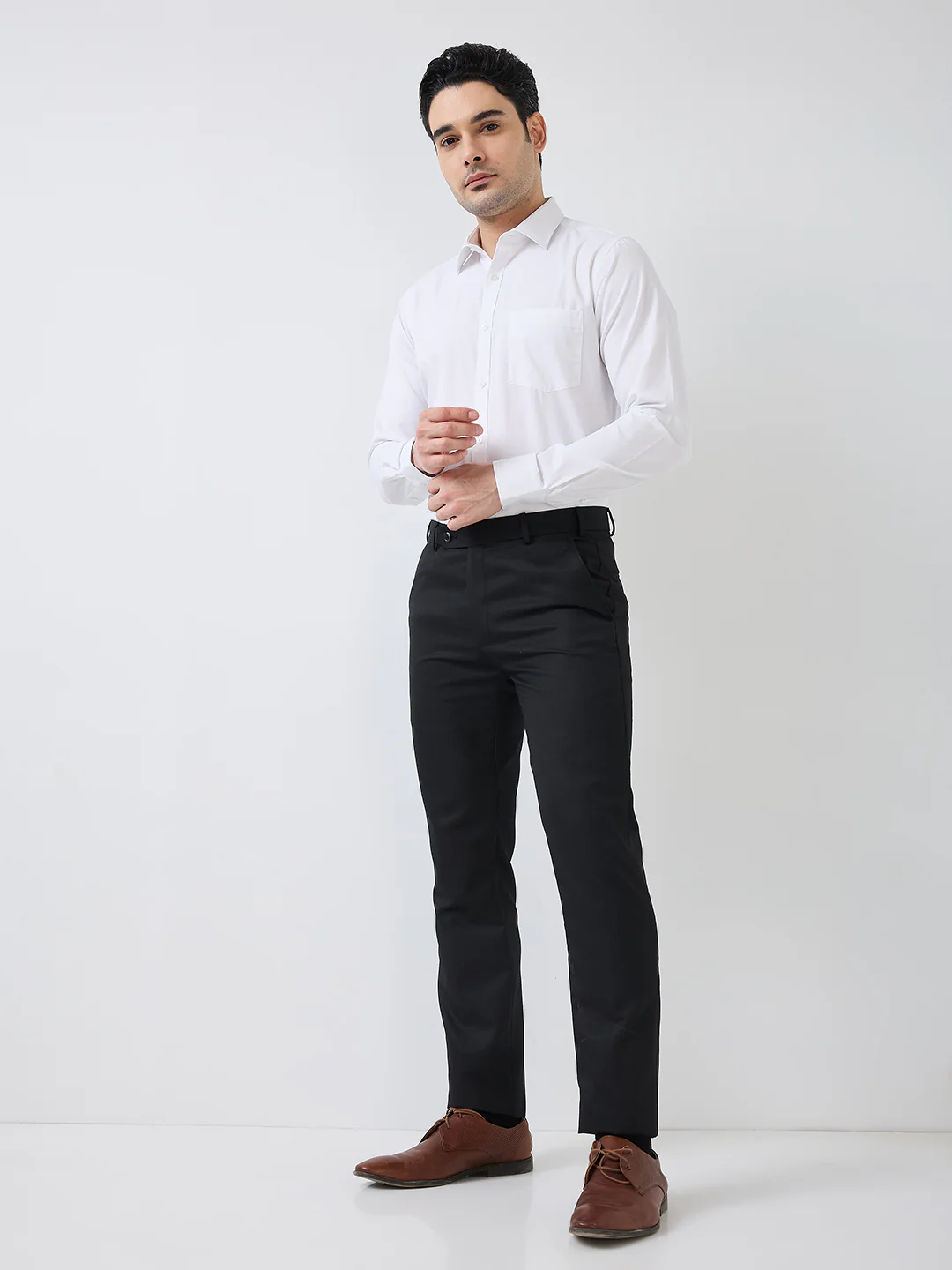 Park Avenue Men White Structure Slim Fit Polyester Blend Shirt - Image 6