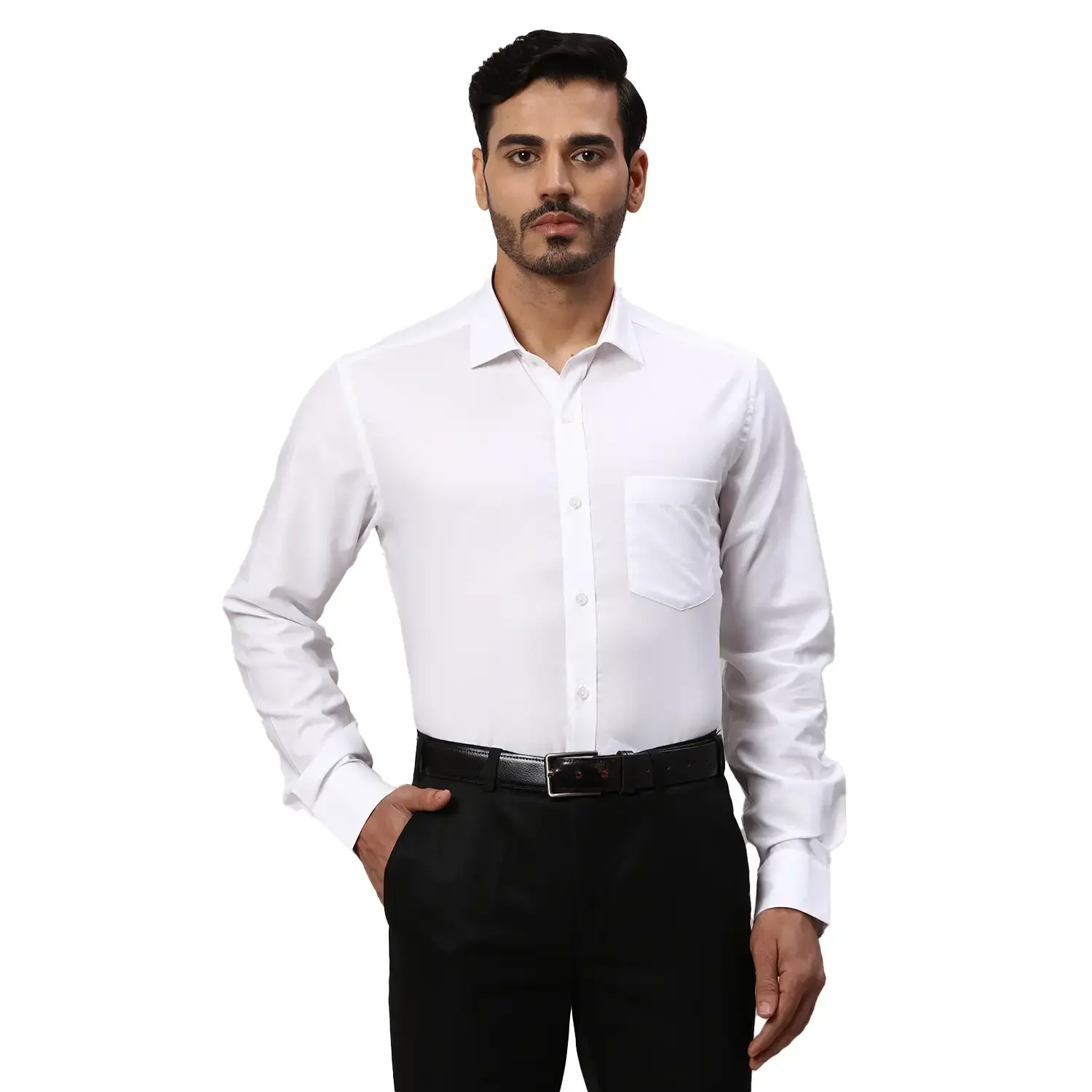 Park Avenue Men White Twill Regular Fit Cotton Full Sleeve Formal Shirt