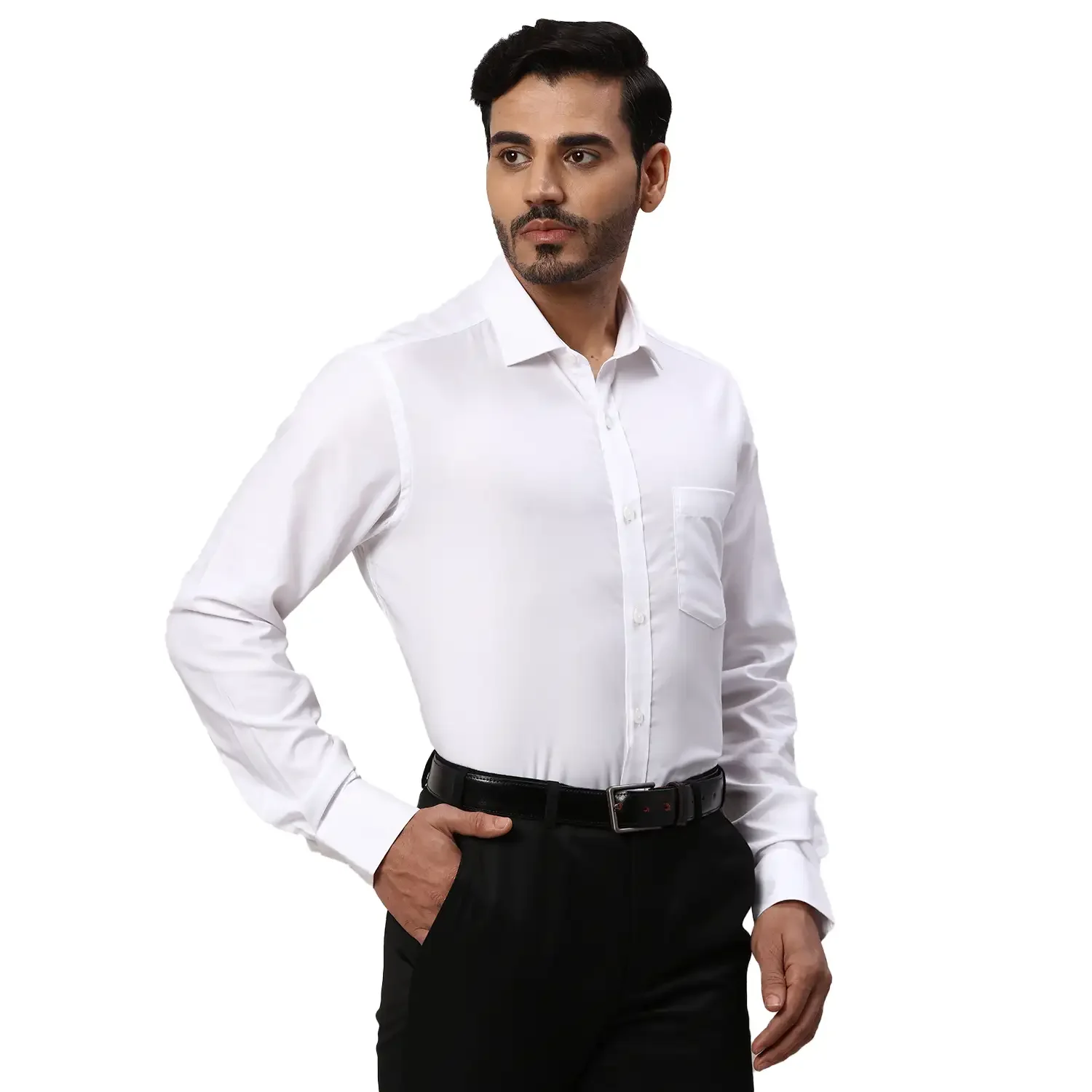 Park Avenue Men White Twill Regular Fit Cotton Full Sleeve Formal Shirt - Image 2