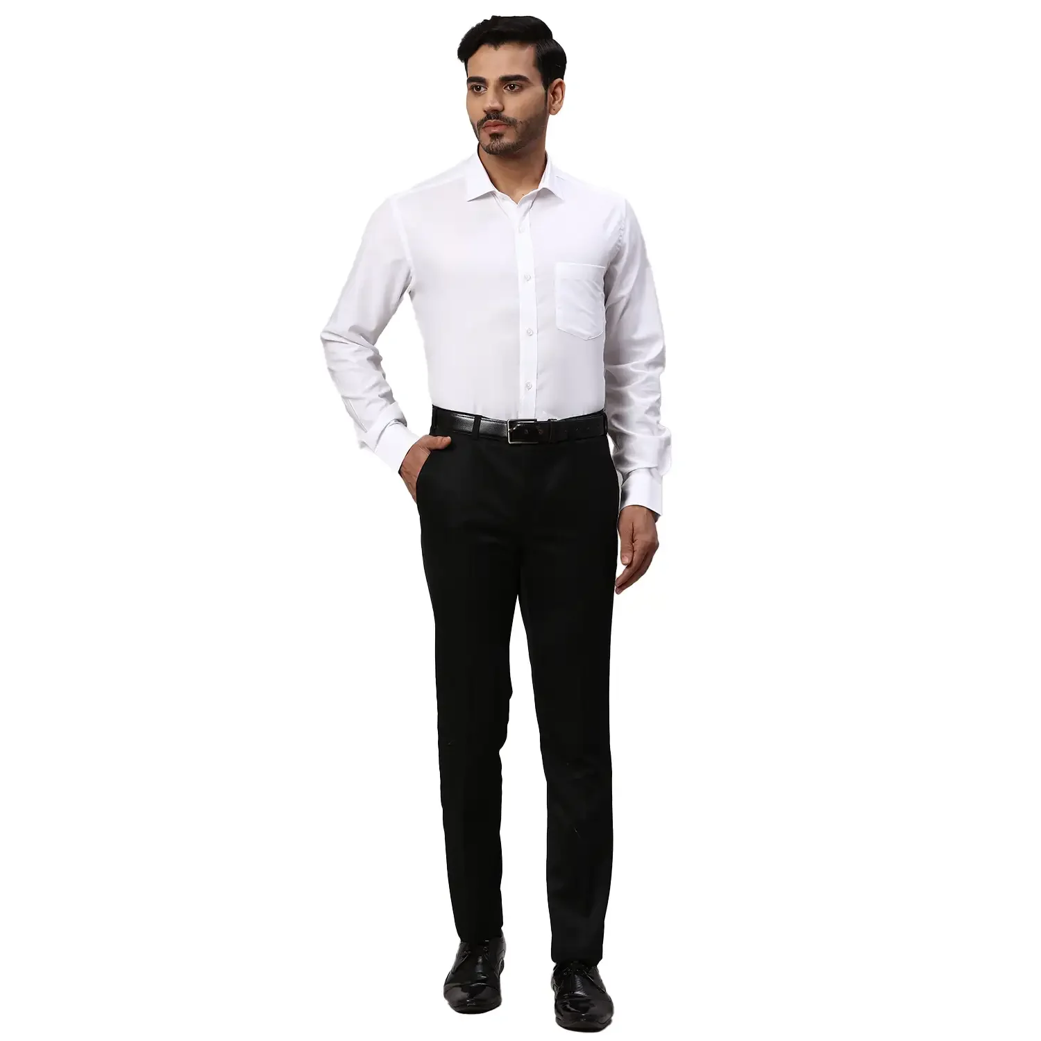 Park Avenue Men White Twill Regular Fit Cotton Full Sleeve Formal Shirt - Image 5