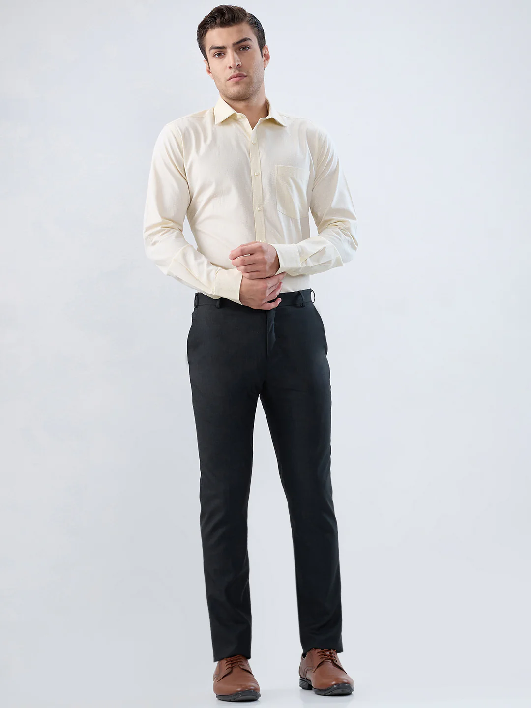 Park Avenue Men Yellow Checks Slim Fit Cotton Shirt - Image 5