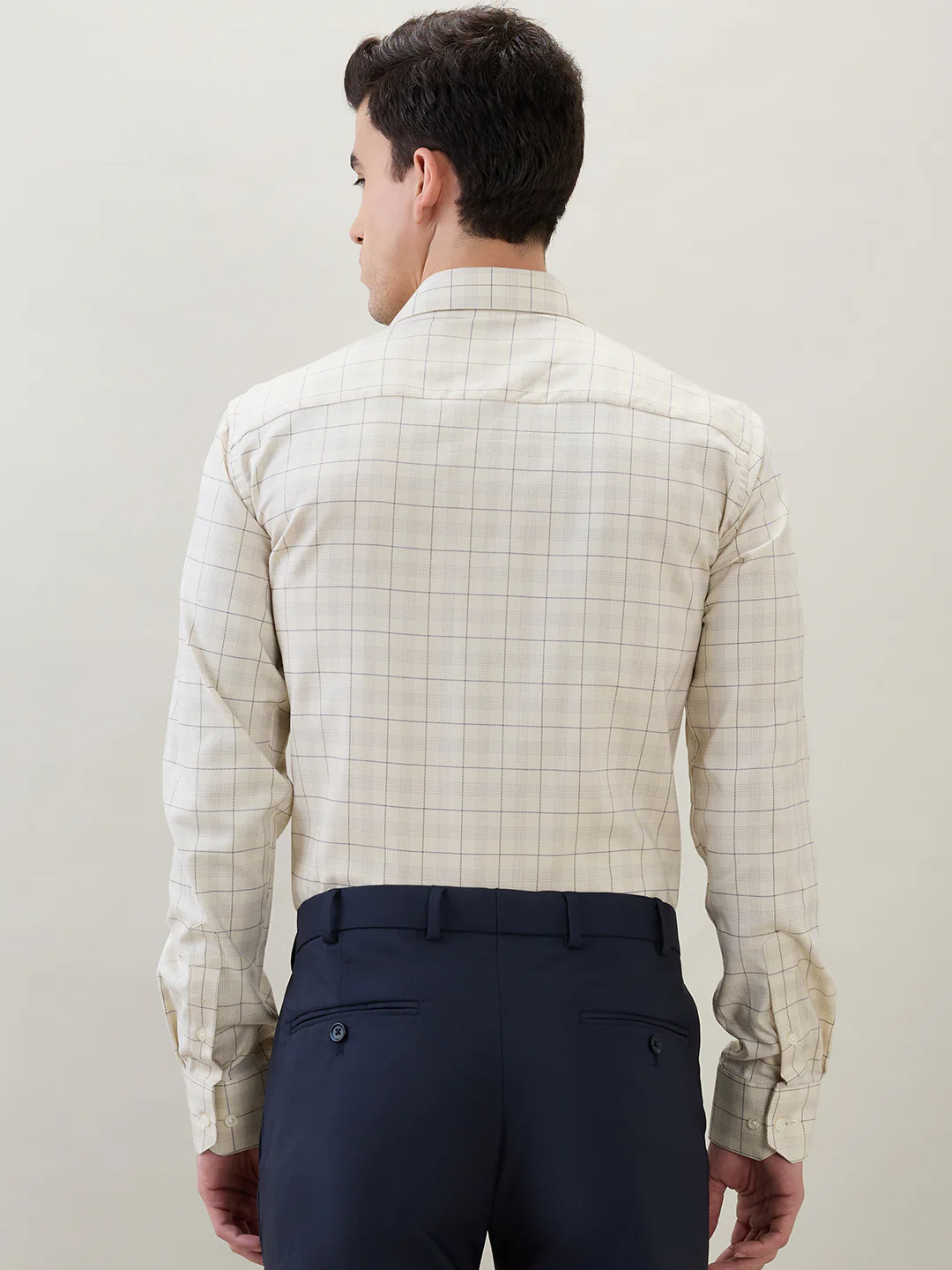 Park Avenue Men Yellow Checks Slim Fit Cotton Shirt - Image 4