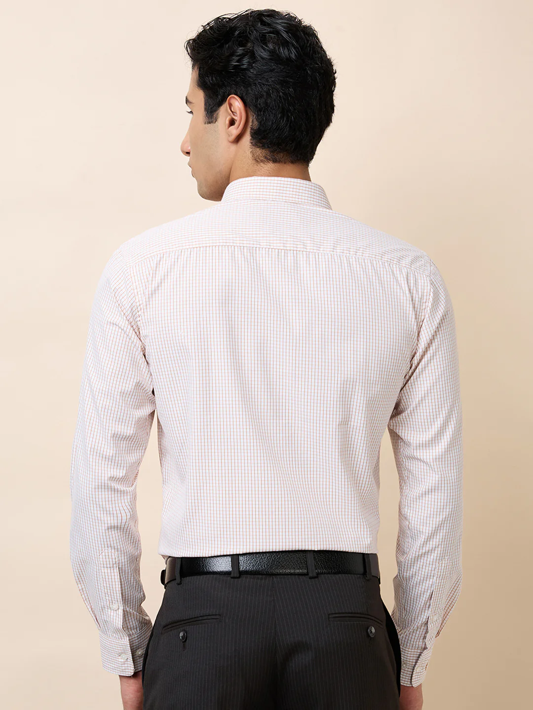 Park Avenue Men Yellow Checks Slim Fit Polyester Blend Shirt - Image 3
