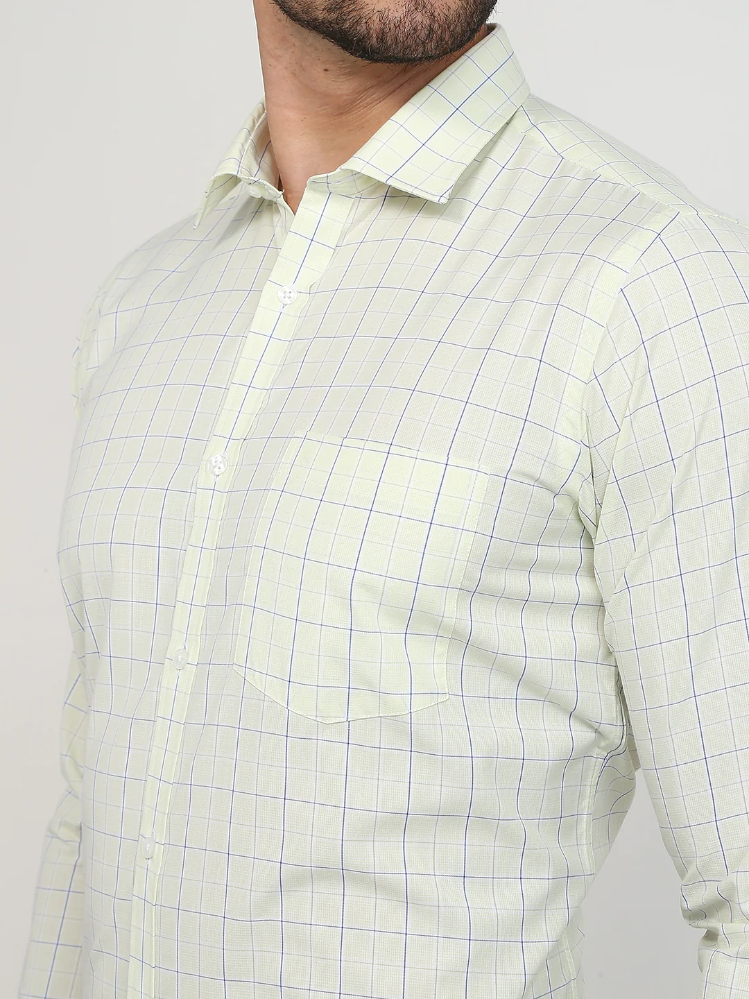 Park Avenue Men Yellow Checks Slim Fit Polyester Blend Shirt - Image 6