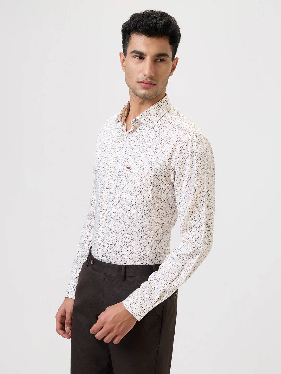 Park Avenue Men Yellow Print Slim Fit Cotton Blend Casual Shirt - Image 3