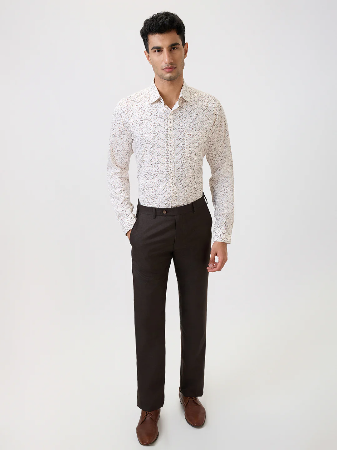 Park Avenue Men Yellow Print Slim Fit Cotton Blend Casual Shirt - Image 6