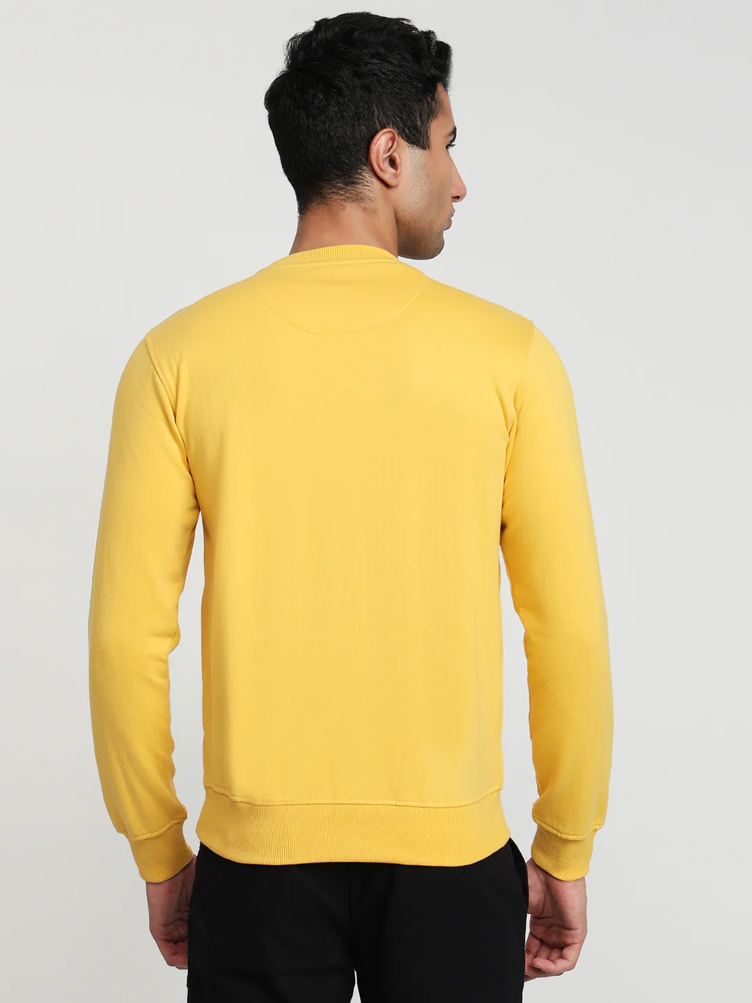 Park Avenue Men Yellow Printed Slim Fit Cotton Blend Sweatshirt - Image 4