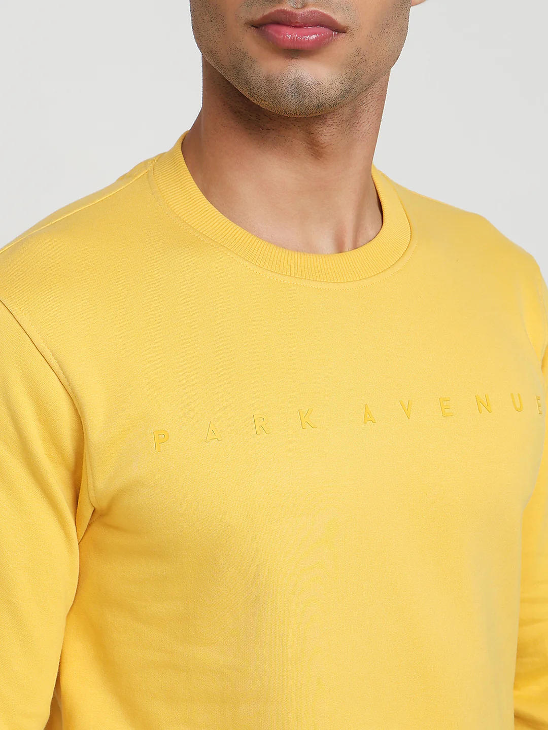 Park Avenue Men Yellow Printed Slim Fit Cotton Blend Sweatshirt - Image 6