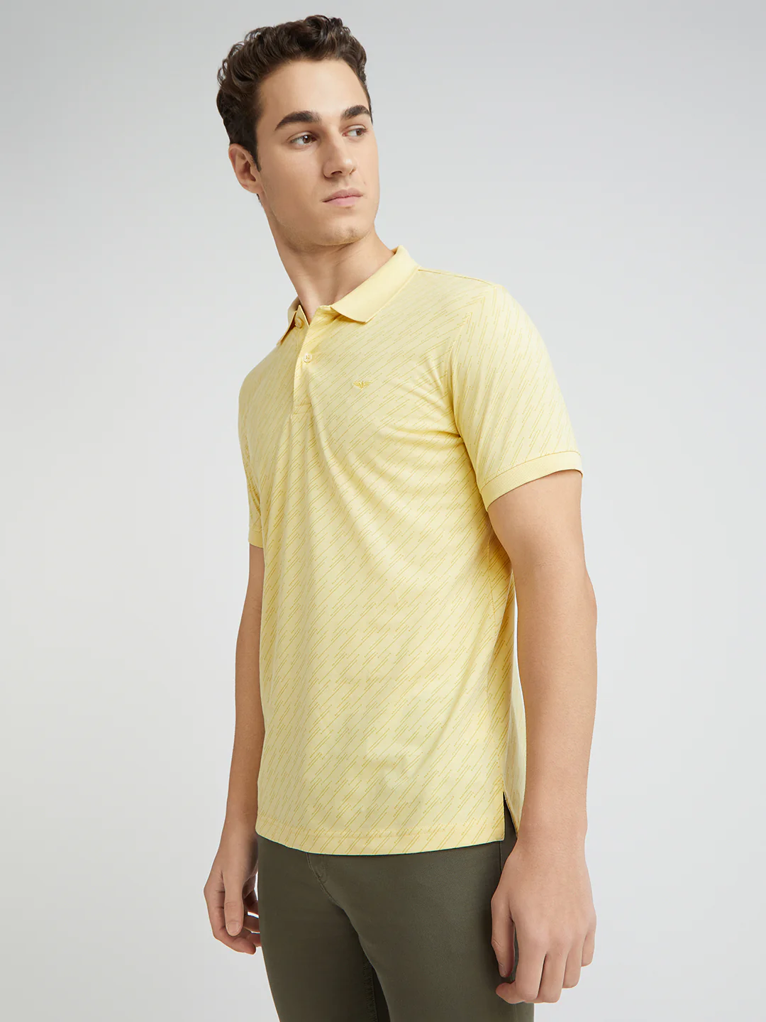 Park Avenue Men Yellow Printed Slim Fit Cotton Blend T-Shirt - Image 3