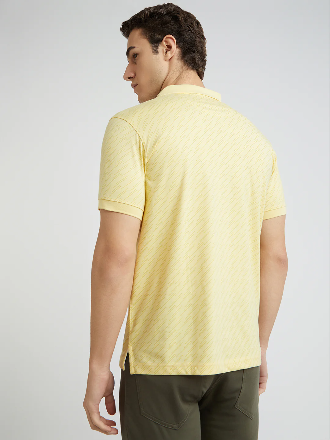 Park Avenue Men Yellow Printed Slim Fit Cotton Blend T-Shirt - Image 4
