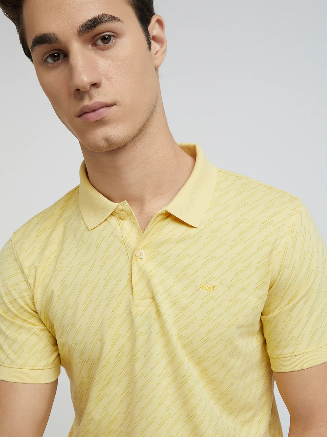 Park Avenue Men Yellow Printed Slim Fit Cotton Blend T-Shirt - Image 6