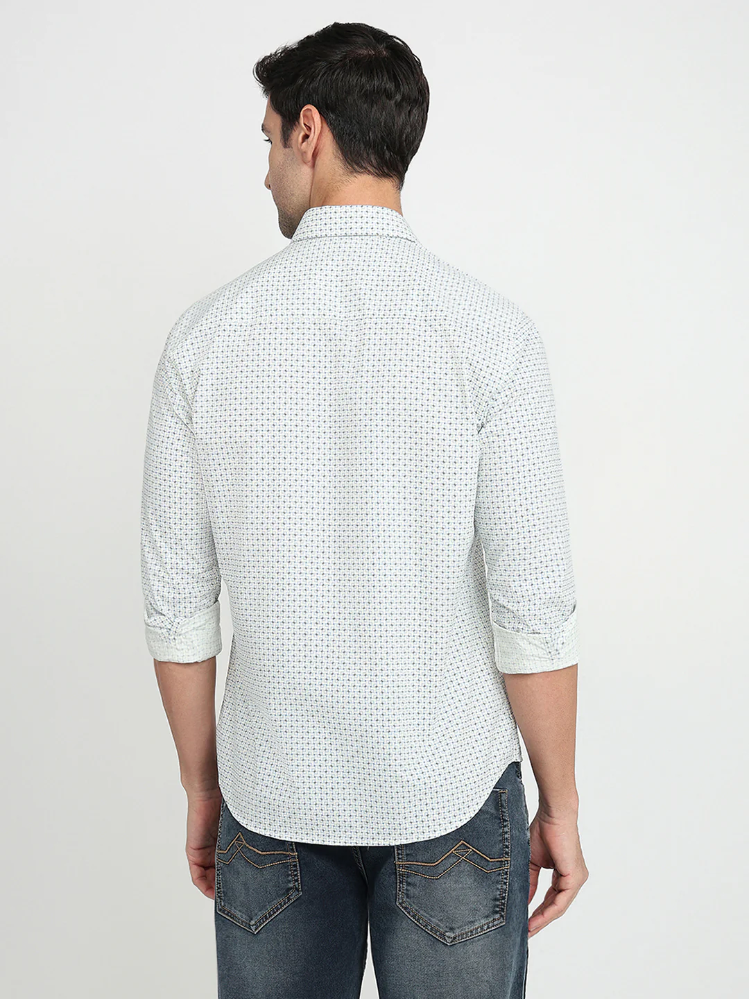 Park Avenue Men Yellow Printed Slim Fit Cotton Full Sleeve Casual Shirt - Image 4