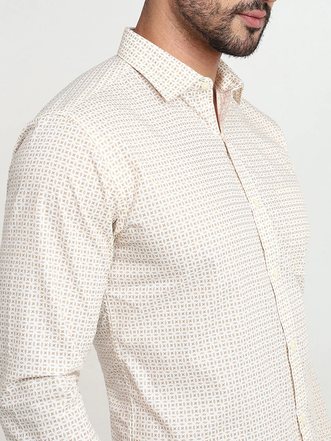 Park Avenue Men Yellow Printed Slim Fit Polyester Blend Formal Shirt - Image 6
