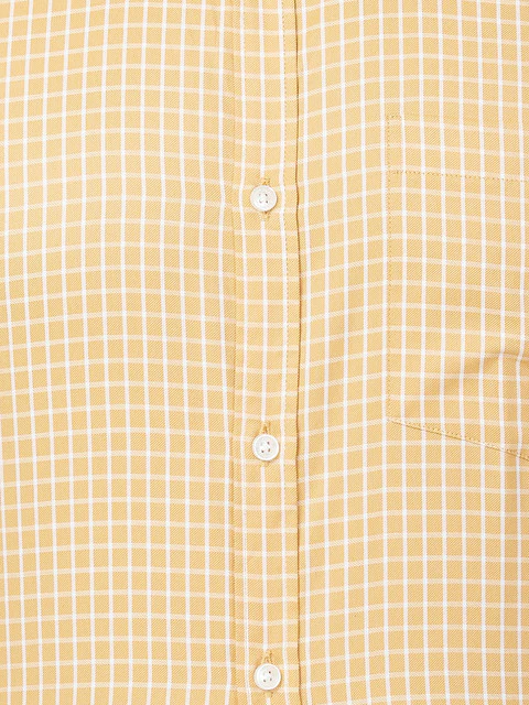 Park Avenue Men Yellow Slim Fit Checks Shirt - Image 7