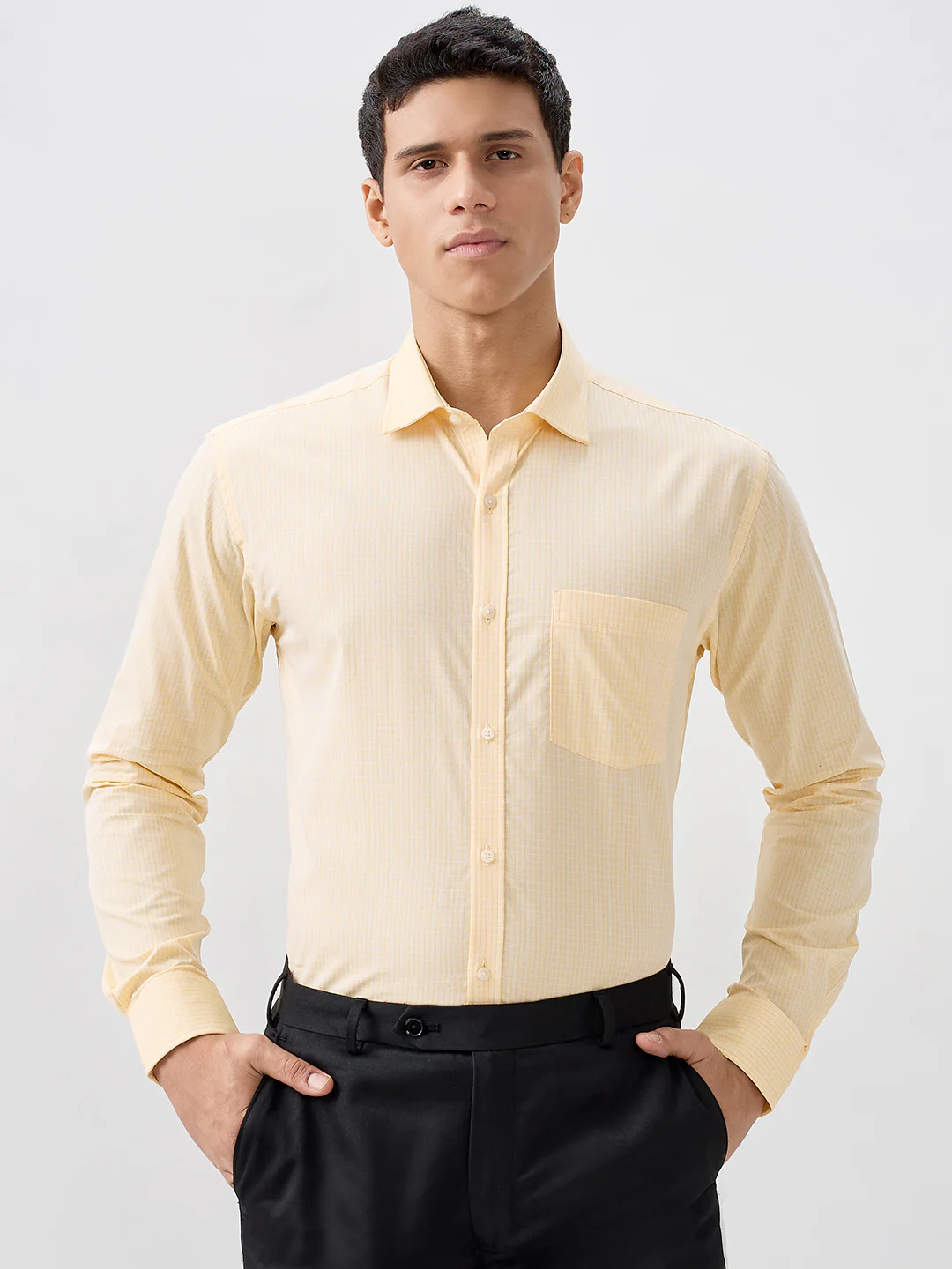 Park Avenue Men Yellow Slim Fit Cotton Formal Shirt