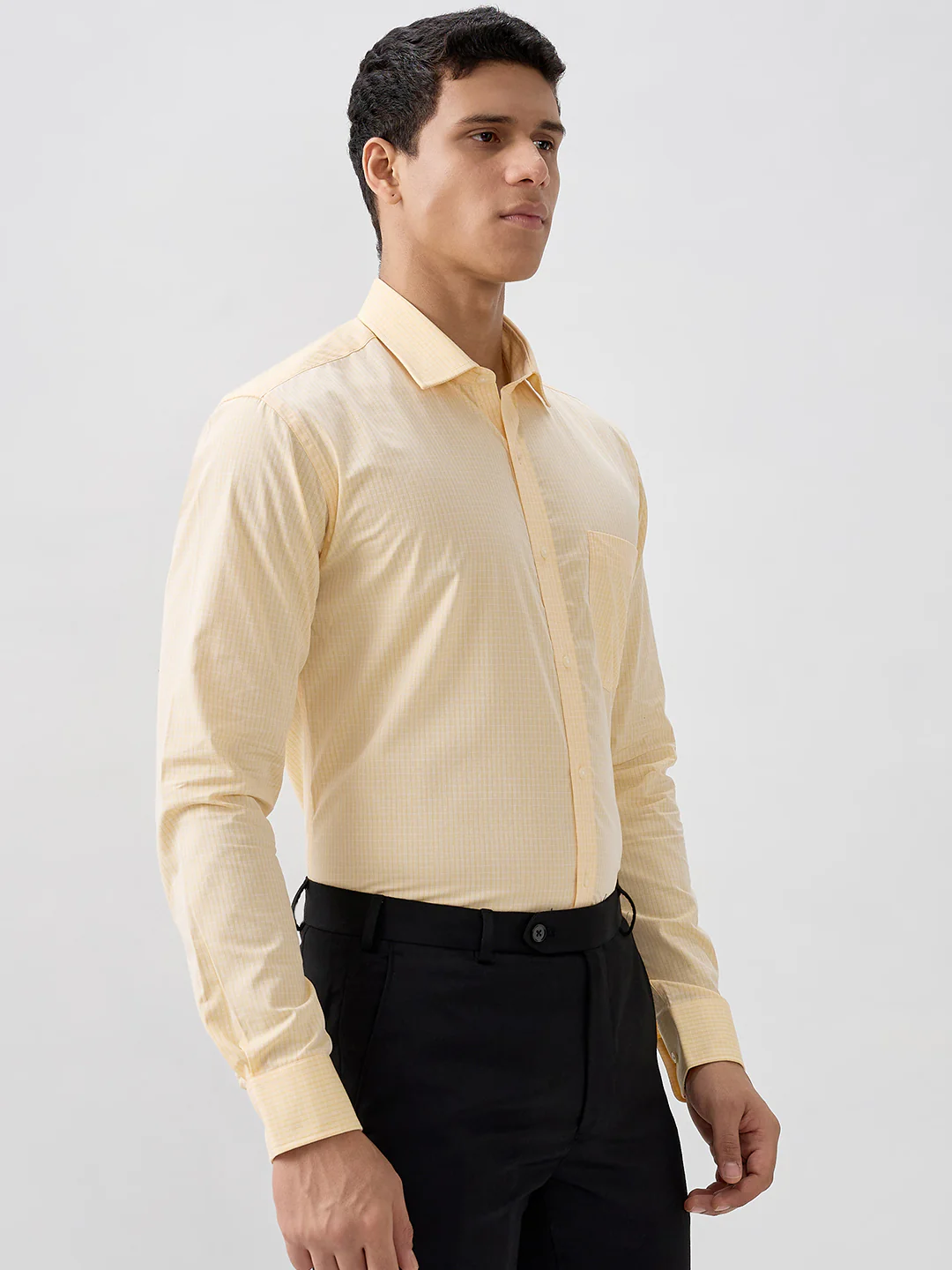 Park Avenue Men Yellow Slim Fit Cotton Formal Shirt - Image 2