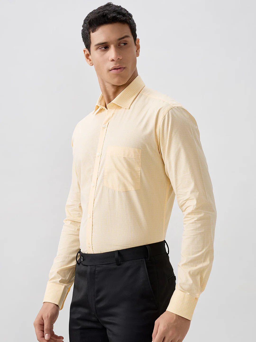 Park Avenue Men Yellow Slim Fit Cotton Formal Shirt - Image 3
