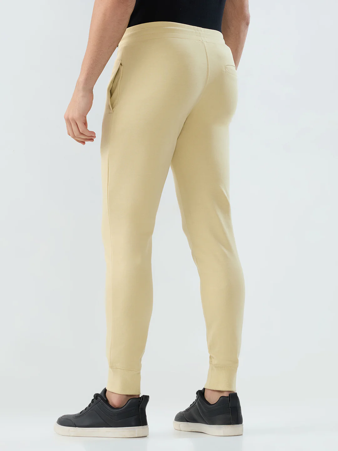 Park Avenue Men Yellow Solid Slim Fit Cotton Blend Bottom Lowers - Image 4