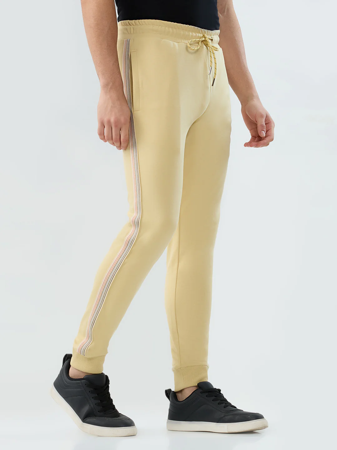 Park Avenue Men Yellow Solid Slim Fit Cotton Blend Bottom Lowers - Image 2