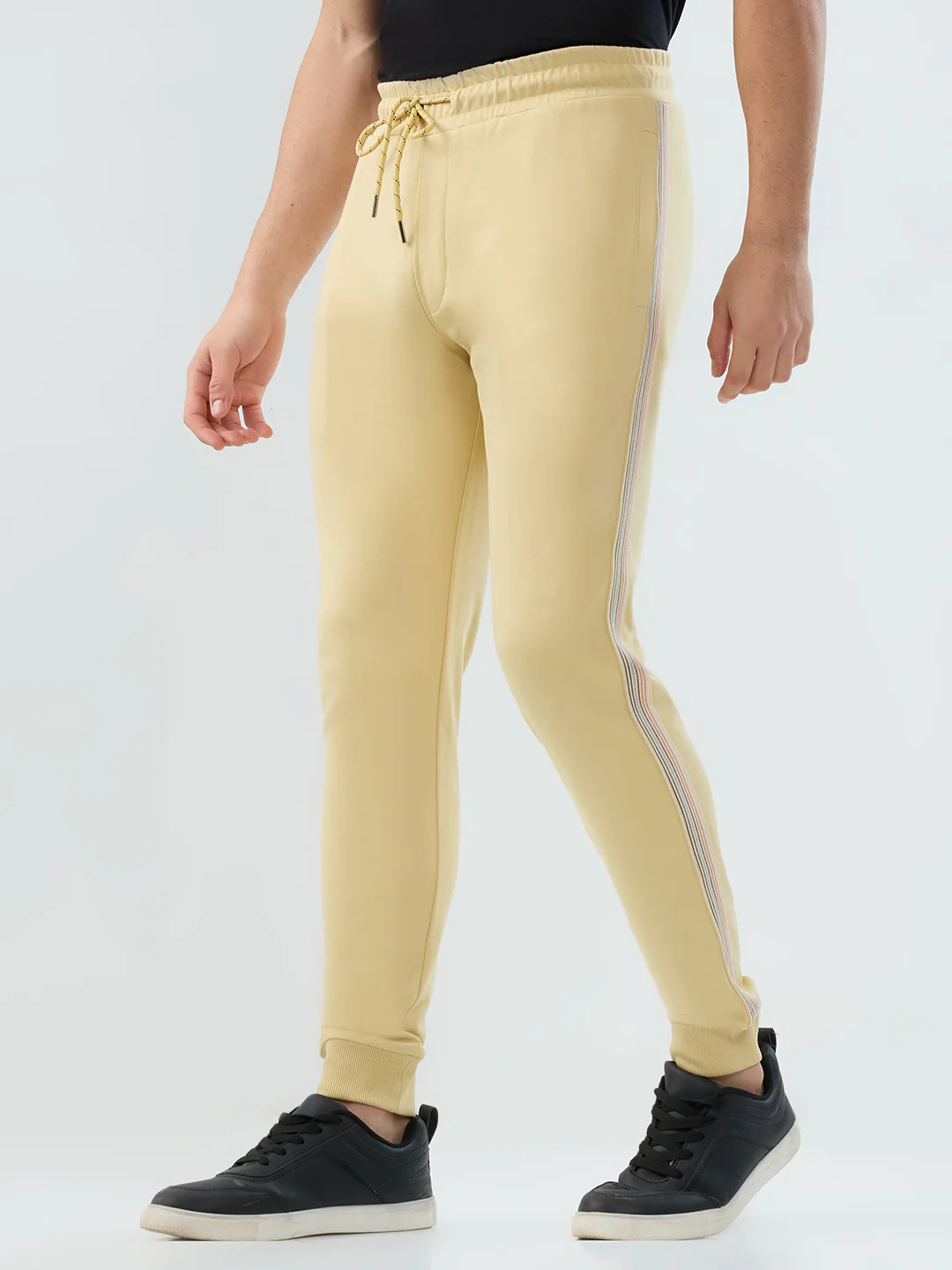 Park Avenue Men Yellow Solid Slim Fit Cotton Blend Bottom Lowers - Image 3