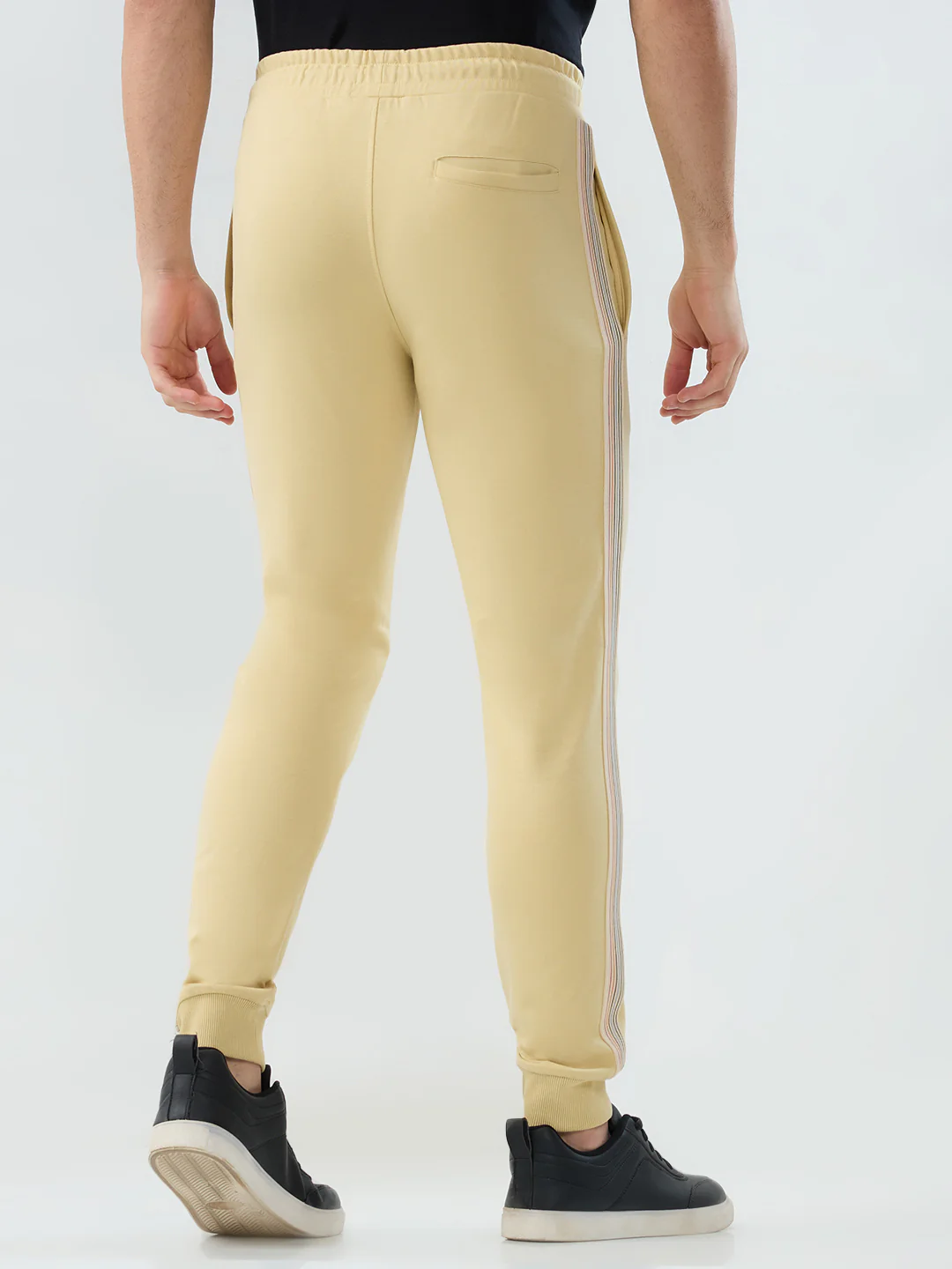 Park Avenue Men Yellow Solid Slim Fit Cotton Blend Bottom Lowers - Image 4