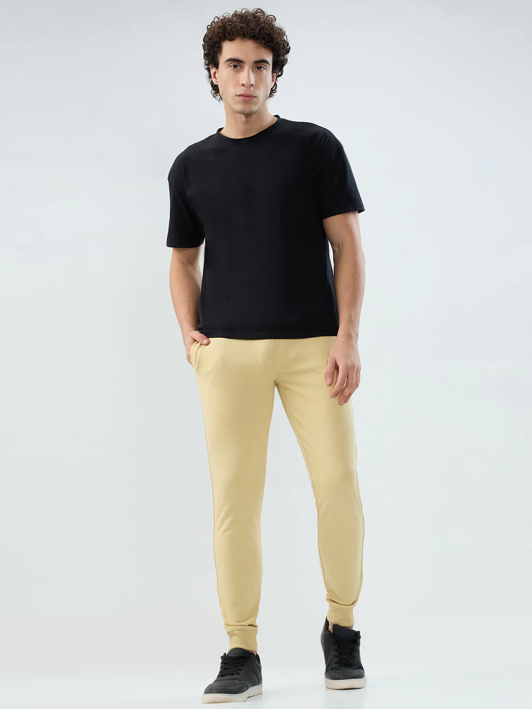 Park Avenue Men Yellow Solid Slim Fit Cotton Blend Bottom Lowers - Image 5
