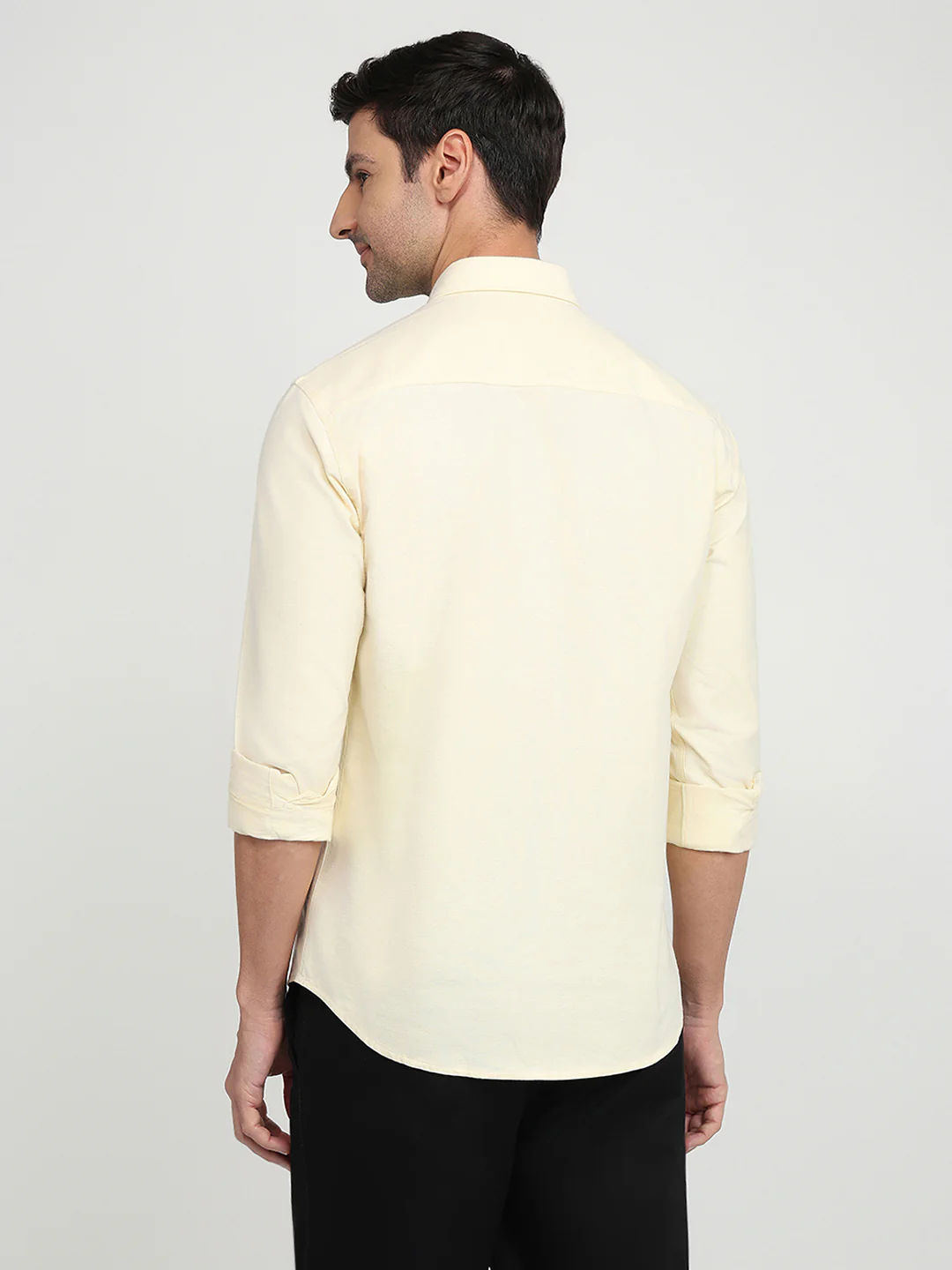 Park Avenue Men Yellow Solid Slim Fit Cotton Full Sleeve Casual Shirt - Image 4