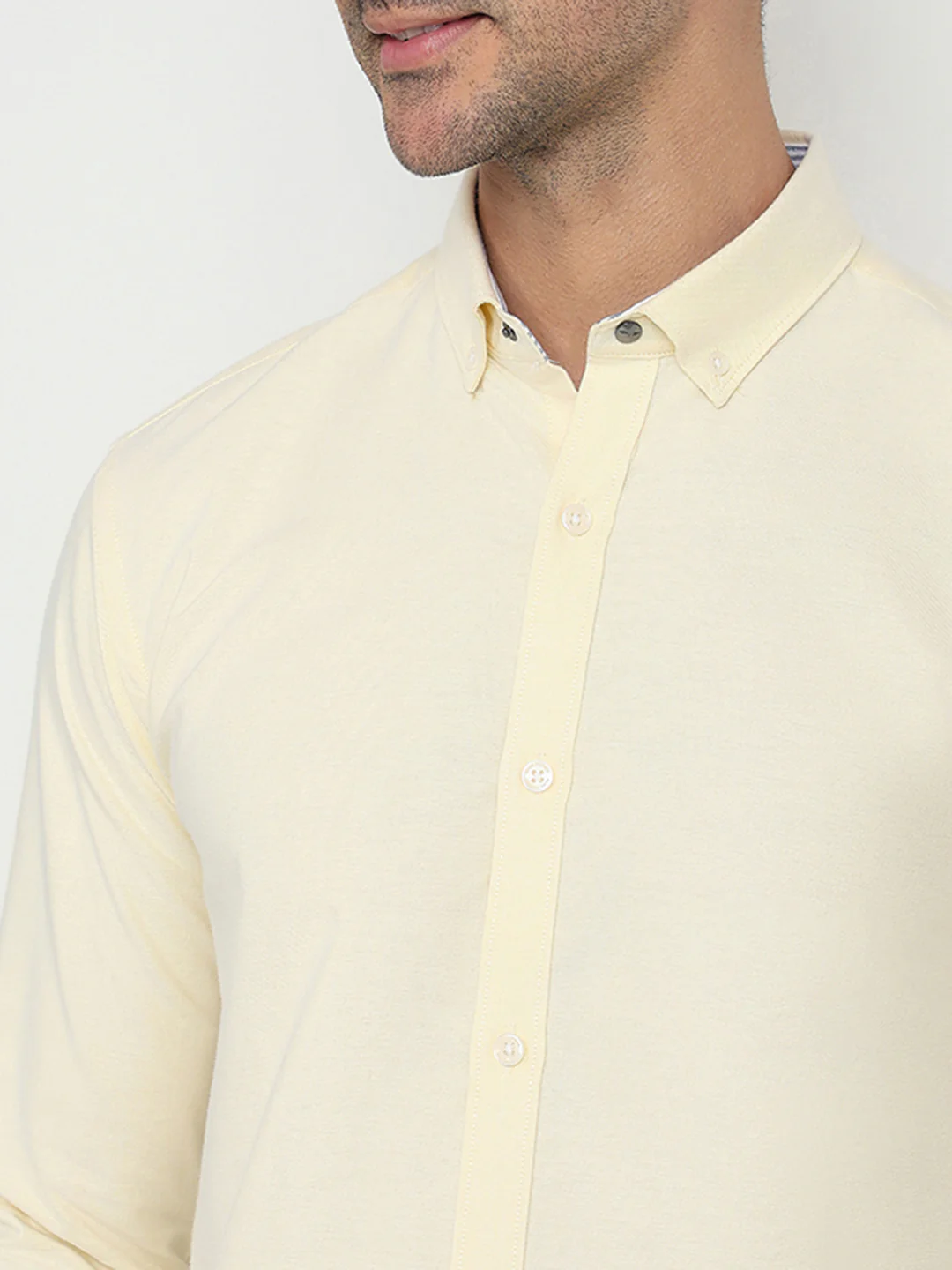 Park Avenue Men Yellow Solid Slim Fit Cotton Full Sleeve Casual Shirt - Image 6