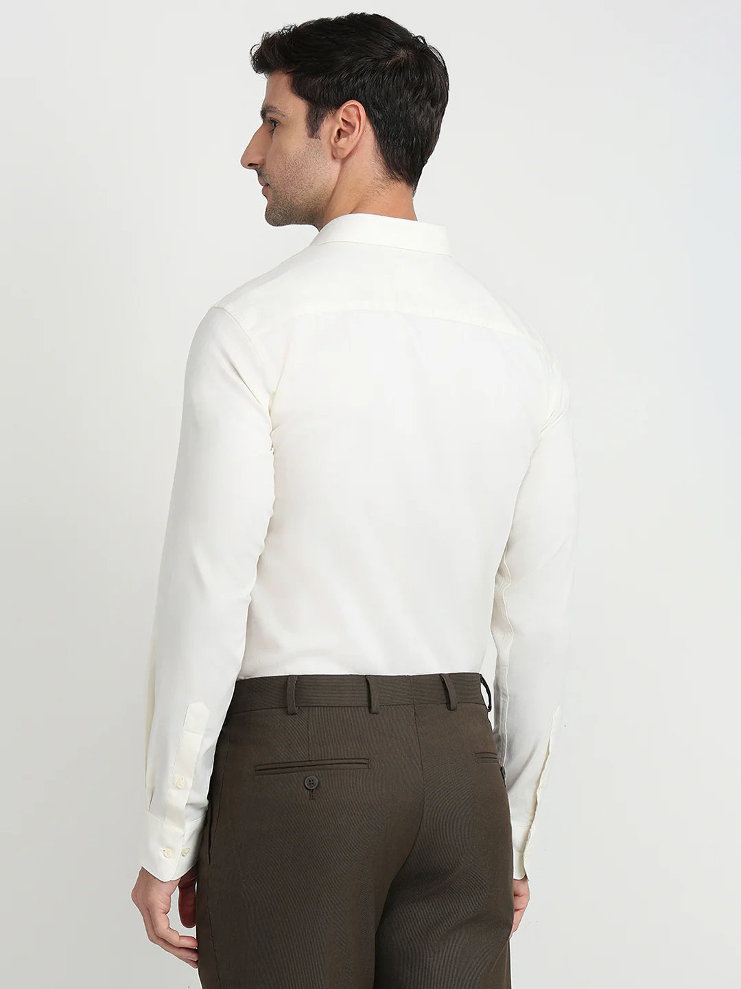 Park Avenue Men Yellow Structure Slim Fit Cotton Full Sleeve Formal Shirt - Image 4