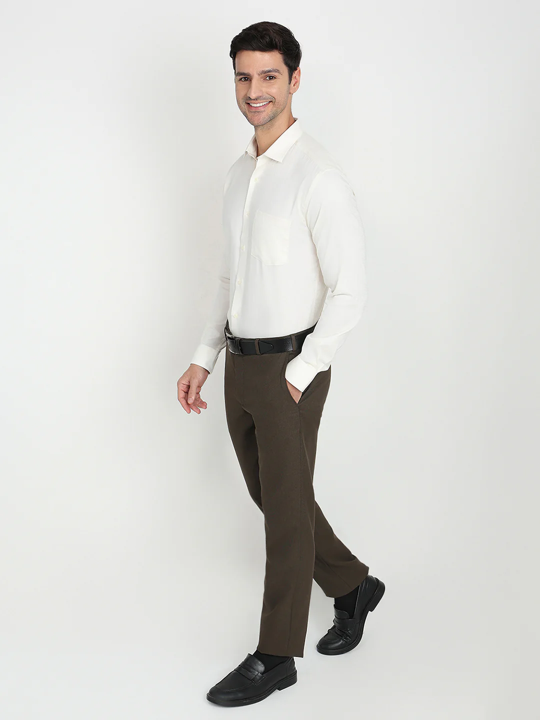 Park Avenue Men Yellow Structure Slim Fit Cotton Full Sleeve Formal Shirt - Image 5