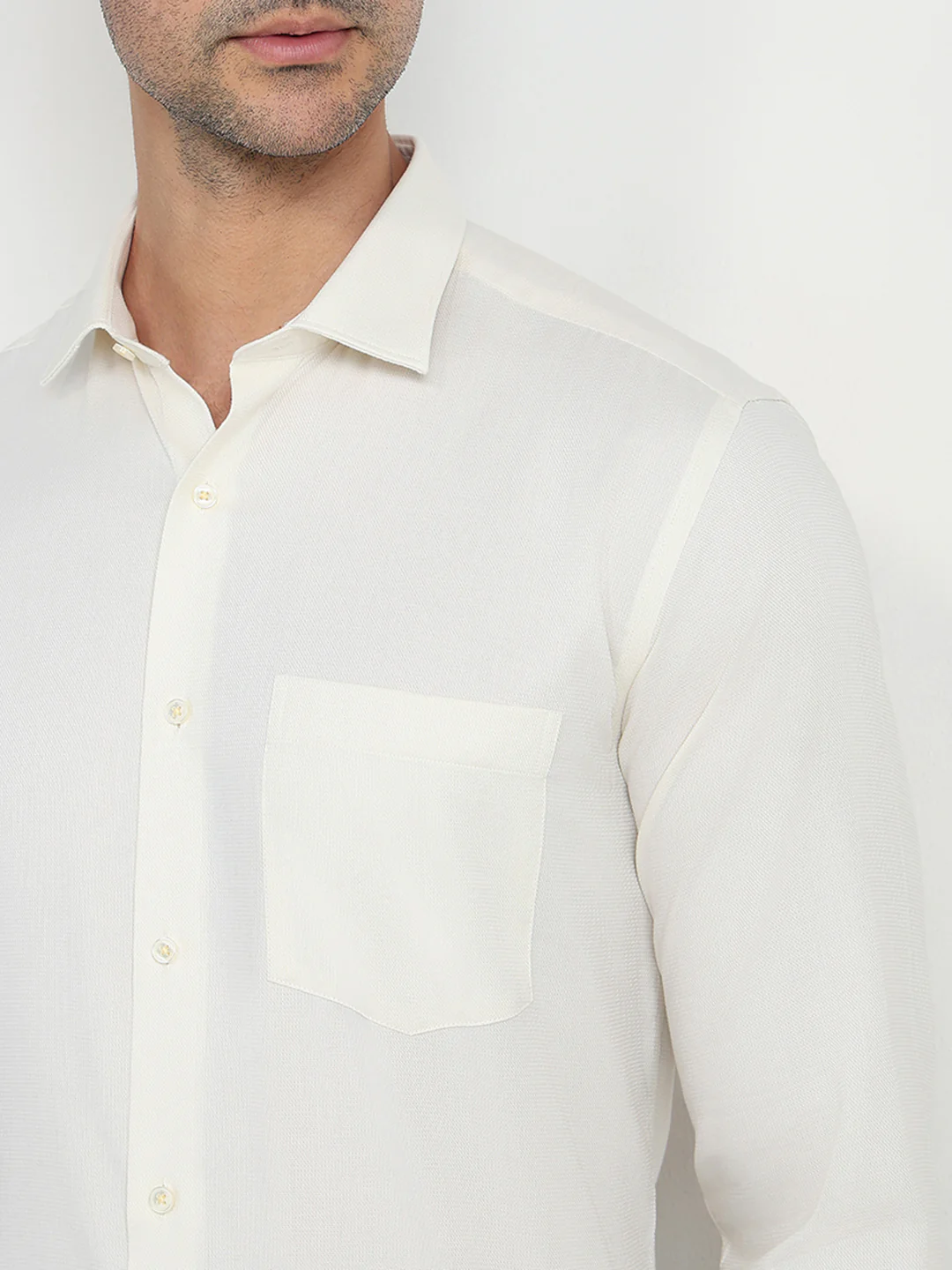 Park Avenue Men Yellow Structure Slim Fit Cotton Full Sleeve Formal Shirt - Image 6