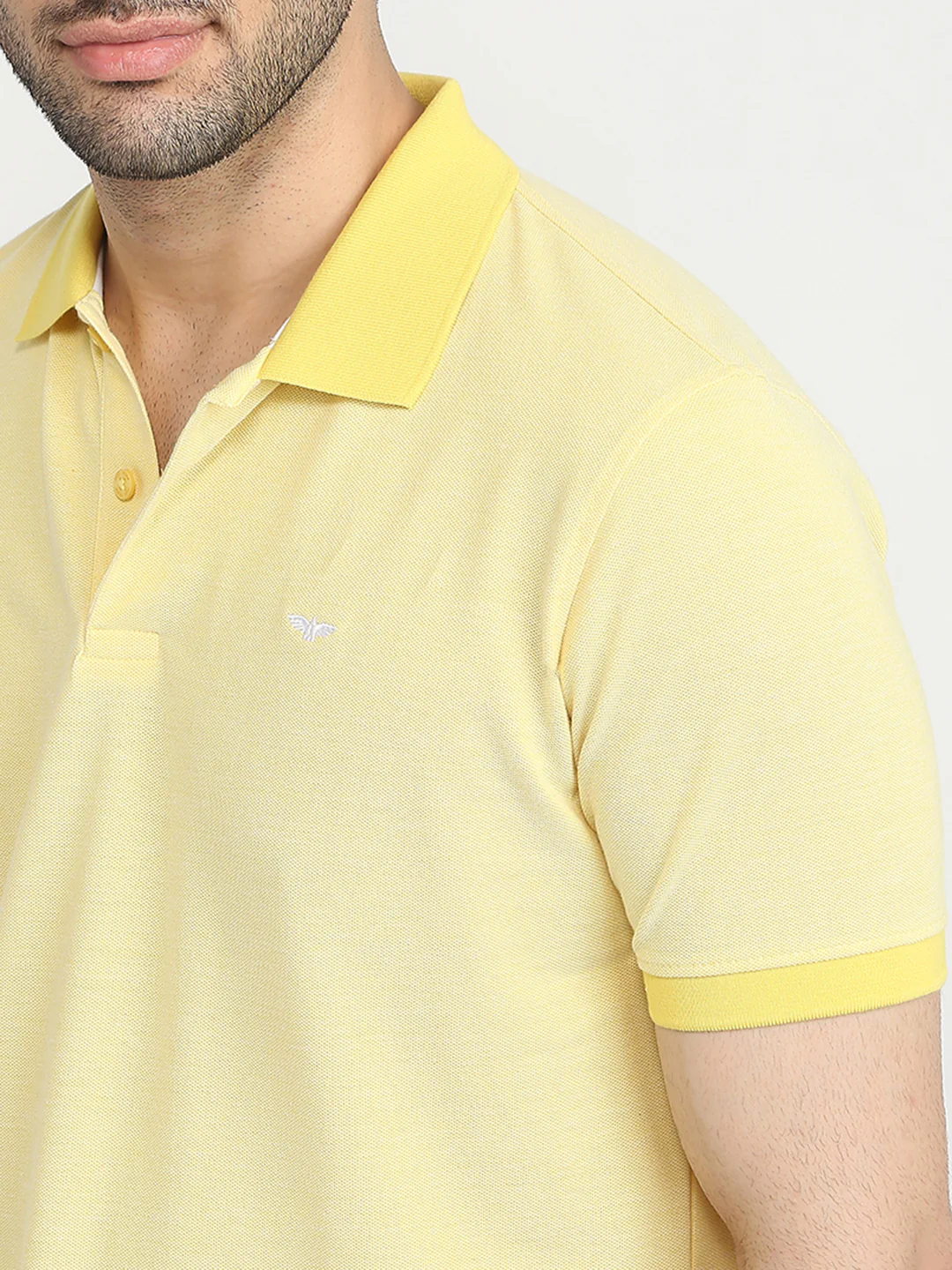 Park Avenue Men Yellow Two Tone Slim Fit Cotton Blend T-Shirt - Image 13