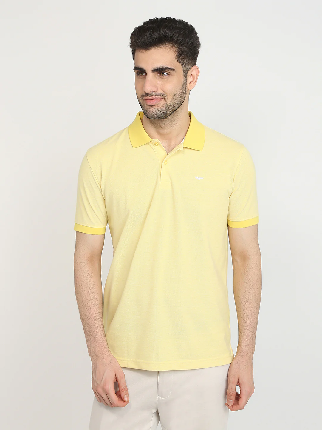Park Avenue Men Yellow Two Tone Slim Fit Cotton Blend T-Shirt - Image 7