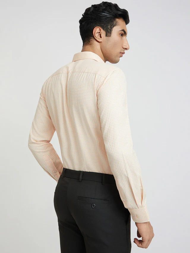 Park Avenue Orange Structure Slim Fit Cotton Blend Formal Shirt - Image 4