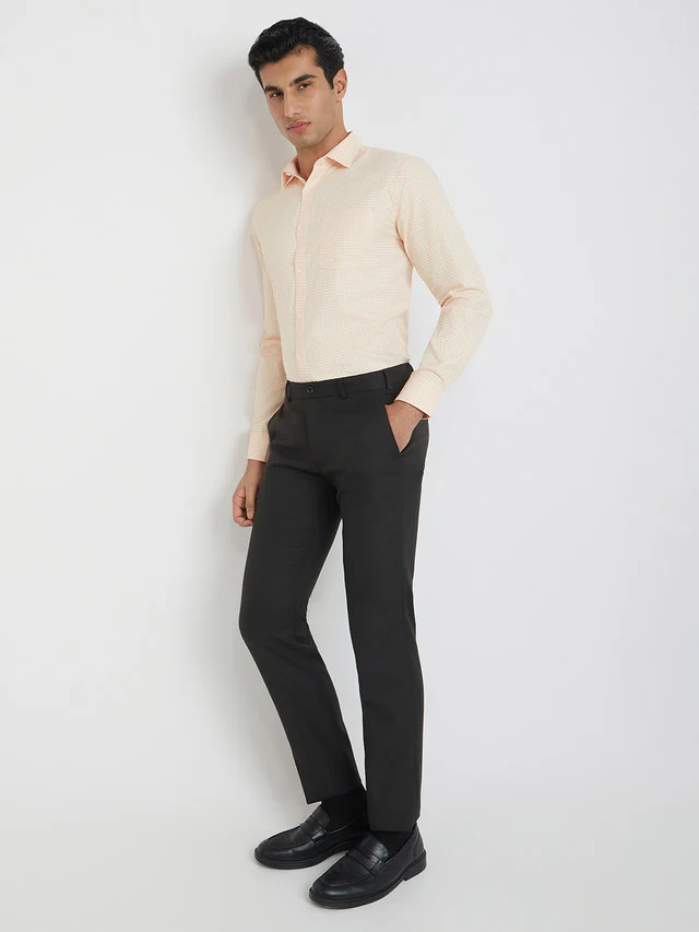 Park Avenue Orange Structure Slim Fit Cotton Blend Formal Shirt - Image 5