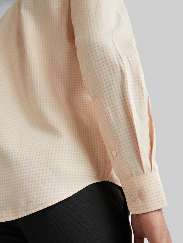 Park Avenue Orange Structure Slim Fit Cotton Blend Formal Shirt - Image 7