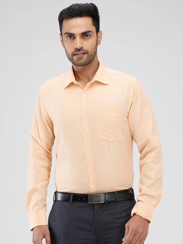 Park Avenue Orange Structure Slim Fit Cotton Blend Formal Shirt
