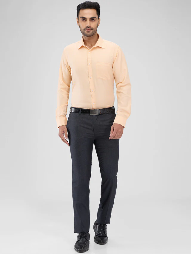 Park Avenue Orange Structure Slim Fit Cotton Blend Formal Shirt - Image 5