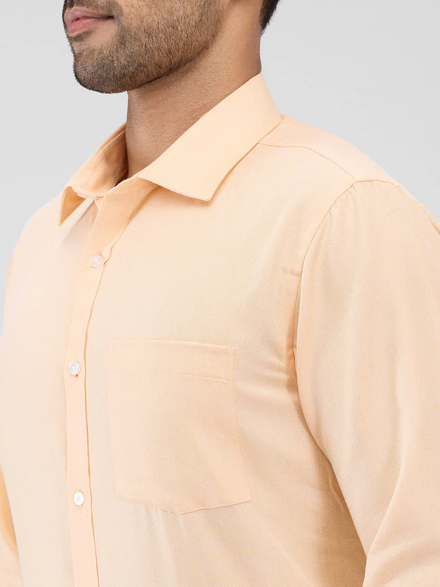 Park Avenue Orange Structure Slim Fit Cotton Blend Formal Shirt - Image 6