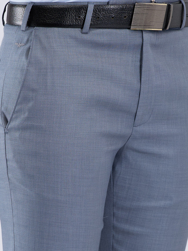 Park Avenue Blue Solid Regular Fit Polyester Blend Trouser - Image 6