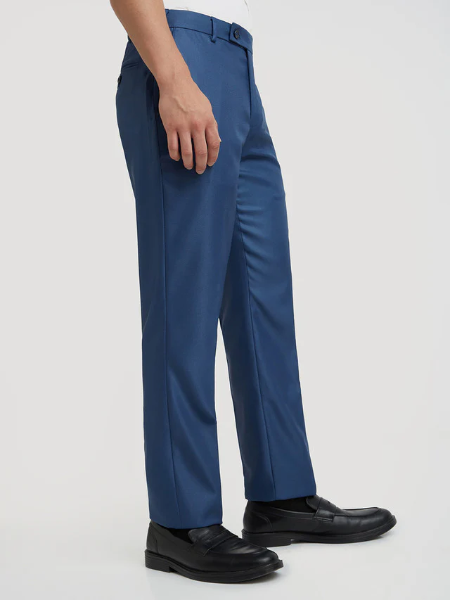 Park Avenue Blue Solid Regular Fit Polyester Blend Trouser - Image 2