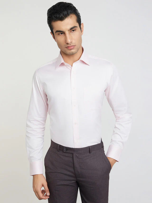 Park Avenue Pink Solid Luxus Fit Full Sleeve Cotton Shirt