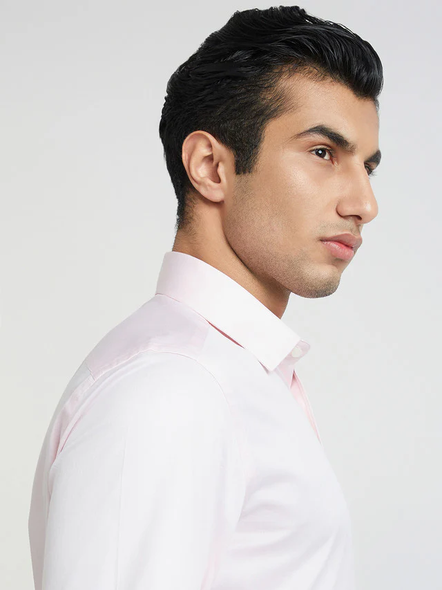 Park Avenue Pink Solid Luxus Fit Full Sleeve Cotton Shirt - Image 6