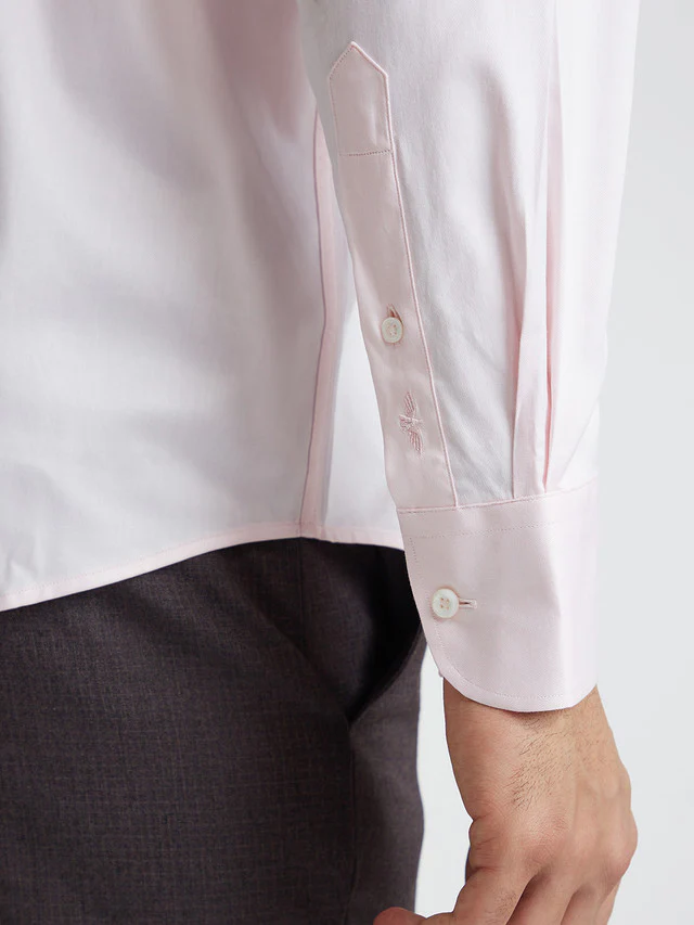 Park Avenue Pink Solid Luxus Fit Full Sleeve Cotton Shirt - Image 7