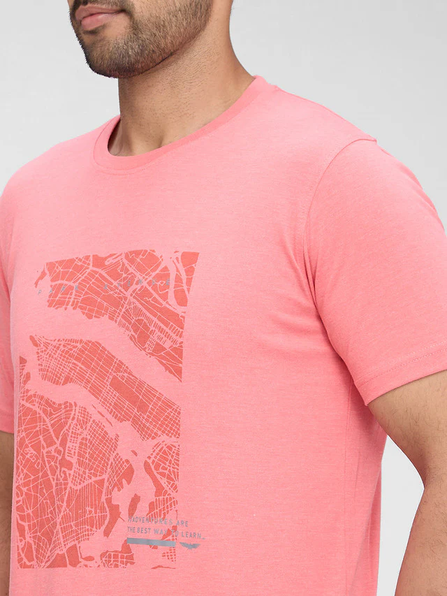 Park Avenue Pink Solid Slim Fit Half Sleeve Cotton Blend T-Shirt - Image 6