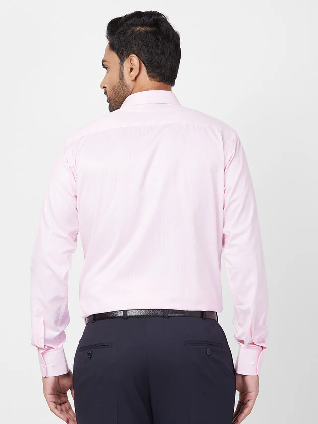 Park Avenue Pink Stripe Slim Fit Full Sleeve Cotton Blend Shirt - Image 4