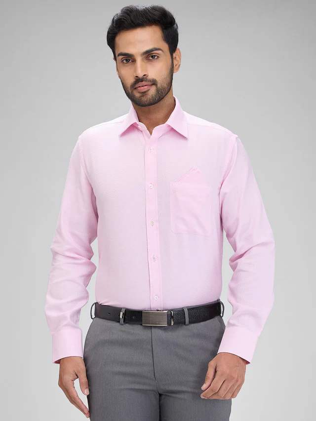 Park Avenue Pink Structure Luxus Fit Full Sleeve Cotton Shirt