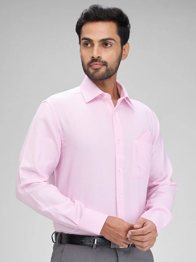 Park Avenue Pink Structure Luxus Fit Full Sleeve Cotton Shirt - Image 2